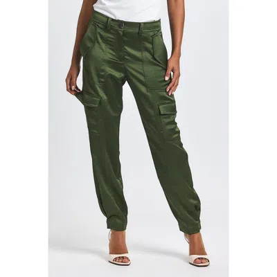 Derek Lam 10 Crosby Elian Stretch Satin Utility Pants In Green
