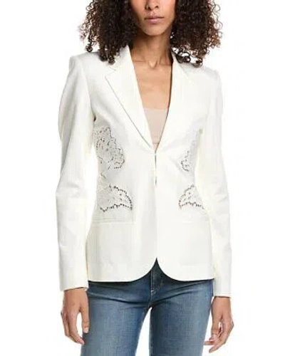 Pre-owned Derek Lam 10 Crosby Elodie Embroidered Jacket Women's In White