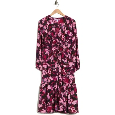 Derek Lam 10 Crosby Elsa Printed Long Sleeve Midi Dress In Burgundy