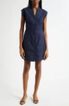Derek Lam 10 Crosby Elyse Short Sleeve Tiered Cotton Shirtdress In Black
