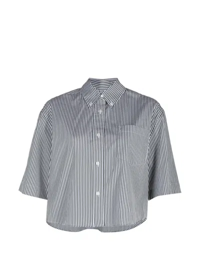 Derek Lam 10 Crosby Ember Striped Cropped Shirt In Pattern