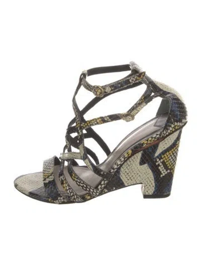 Pre-owned Derek Lam 10 Crosby Embossed Leather Animal Print Sandals In Neutrals