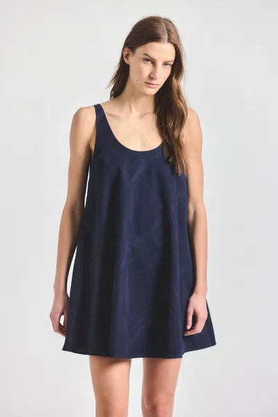 Derek Lam 10 Crosby Emery Embroidered Mini Dress In Blue