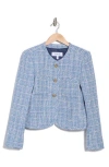 Derek Lam 10 Crosby Emilia Dome Button Tweed Jacket In Cobalt Multi