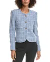 Derek Lam 10 Crosby Emilia Dome Button Tweed Jacket In Blue