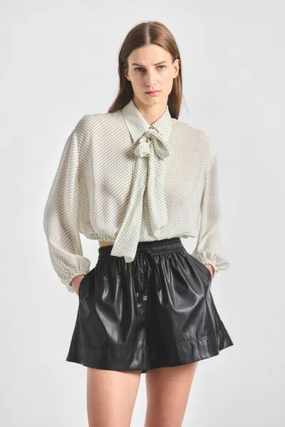 Derek Lam 10 Crosby Emily Tie Neck Blouse In Neutral
