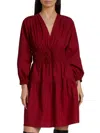 DEREK LAM 10 CROSBY EMMA V-NECK DRESS IN MERLOT