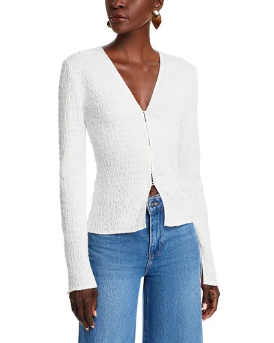 Derek Lam 10 Crosby Esmee Long-sleeve Smocked Top In Blanc De Blanc