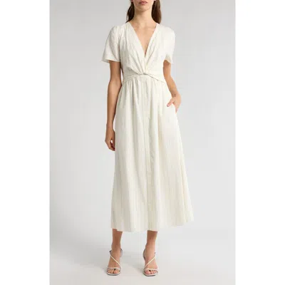 Derek Lam 10 Crosby Esmeray Short Sleeve Linen Blend Midi Dress In Bdb/oregano