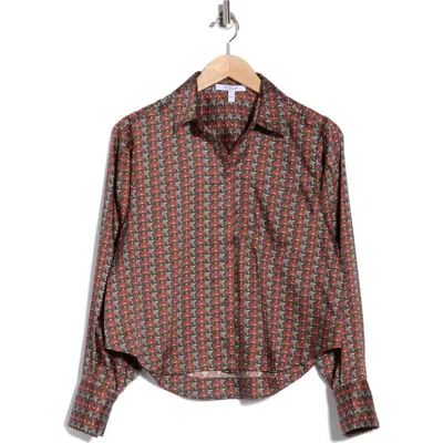 Derek Lam 10 Crosby Estrella Geometric Print Cropped Shirt