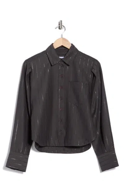 Derek Lam 10 Crosby Estrella Sequin Stripe Button-up Shirt In Gray