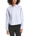 Derek Lam 10 Crosby Estrella Striped Cropped Button-up Shirt In Blue