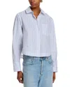 Derek Lam 10 Crosby Estrella Stripe Crop Cotton Button-up Shirt In Blue Multi