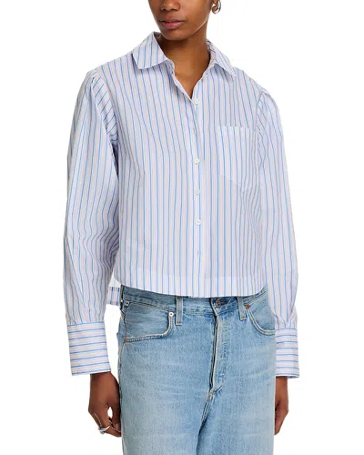 DEREK LAM 10 CROSBY ESTRELLA STRIPED CROPPED POPLIN SHIRT