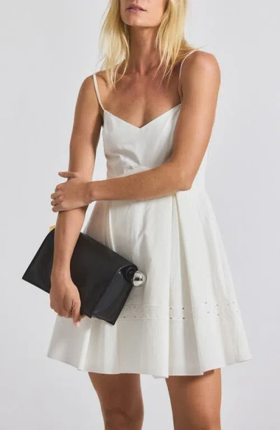 Derek Lam 10 Crosby Eton Embroidered Eyelet Detail Cotton Poplin Minidress In White