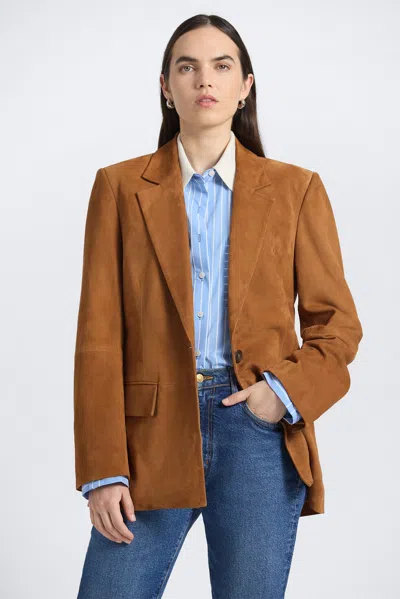 Derek Lam 10 Crosby Ralph Ruched Sleeve Jacket In Brown