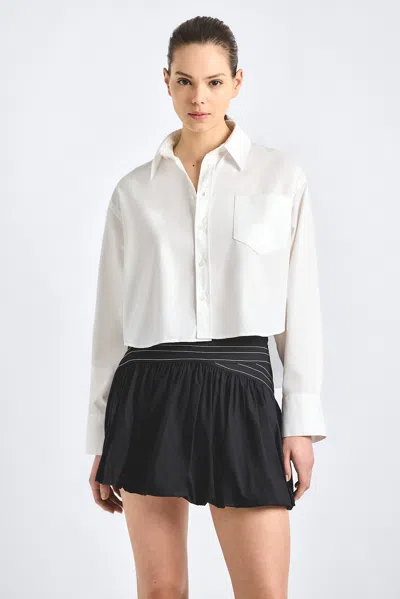 Derek Lam 10 Crosby Evelina Poplin Boxy Button-up Shirt In White