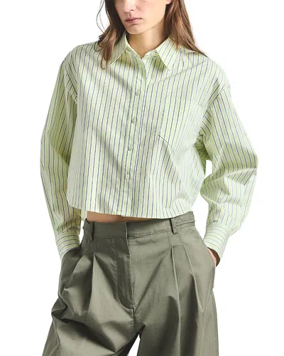 Derek Lam 10 Crosby Evelina Cropped Button Up Shirt In Green
