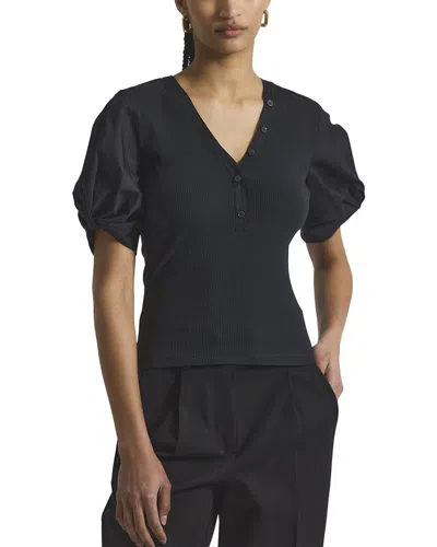 Derek Lam 10 Crosby Fallon Mixed Media Tee In Black