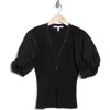 Derek Lam 10 Crosby Fallon Puff Sleeve Mixed Media T-shirt In Black