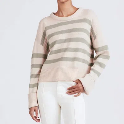 Derek Lam 10 Crosby Farah Stripe Crewneck Sweater In Buttermilk / Sage In White