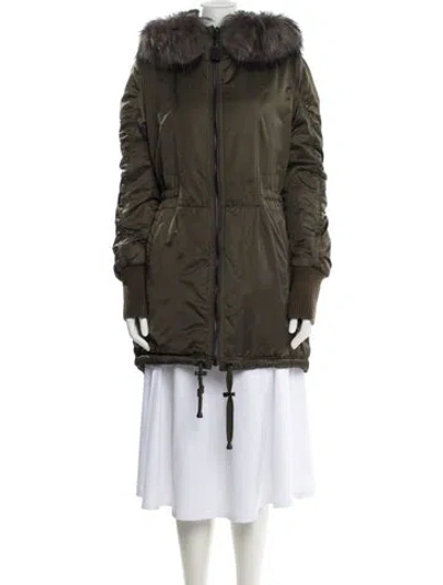 Pre-owned Derek Lam 10 Crosby Faux Fur Coat In Green