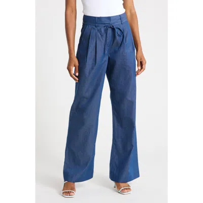 Derek Lam 10 Crosby Felicity Tie Wide Leg Pants In Blue