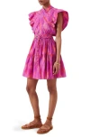 Derek Lam 10 Crosby Finn Ruffle Cap Sleeve Faux Wrap Dress In Fuchsia Multi