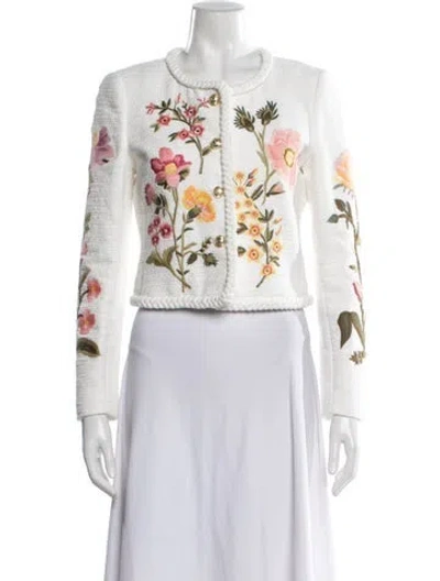 Pre-owned Derek Lam 10 Crosby Floral Print Jacket In White