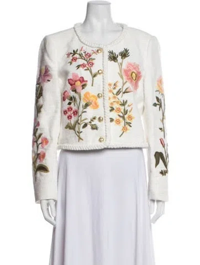 Pre-owned Derek Lam 10 Crosby Floral Print Jacket In White