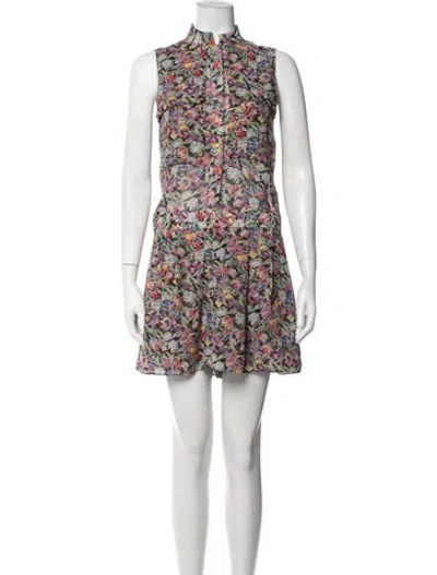 Pre-owned Derek Lam 10 Crosby Floral Print Jumpsuit In Grey/purple
