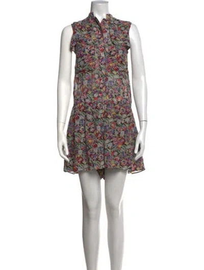 Pre-owned Derek Lam 10 Crosby Floral Print Jumpsuit In Grey/purple
