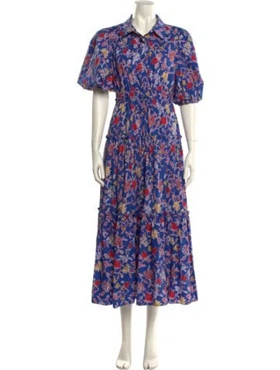 Pre-owned Derek Lam 10 Crosby Floral Print Long Dress In Blue