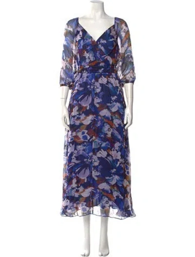 Pre-owned Derek Lam 10 Crosby Floral Print Long Dress In Blue