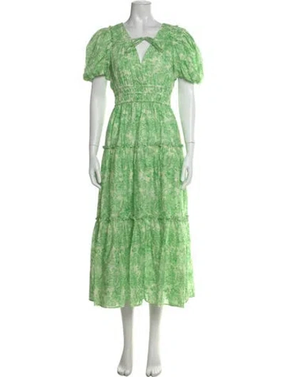 Pre-owned Derek Lam 10 Crosby Floral Print Long Dress In Green