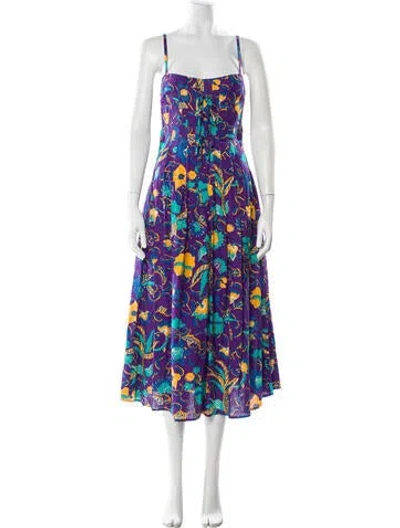 Pre-owned Derek Lam 10 Crosby Floral Print Long Dress W/ Tags In Blue
