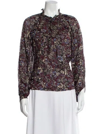 Pre-owned Derek Lam 10 Crosby Floral Print Long Sleeve Blouse In Neutral