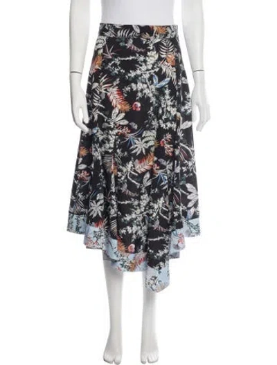 Pre-owned Derek Lam 10 Crosby Floral Print Midi Length Skirt In Black