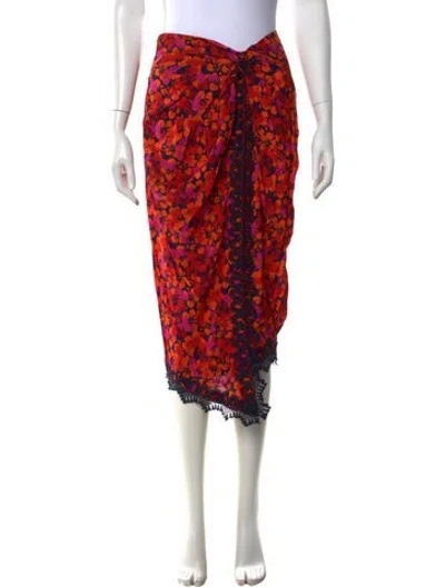 Pre-owned Derek Lam 10 Crosby Floral Print Midi Length Skirt In Orange