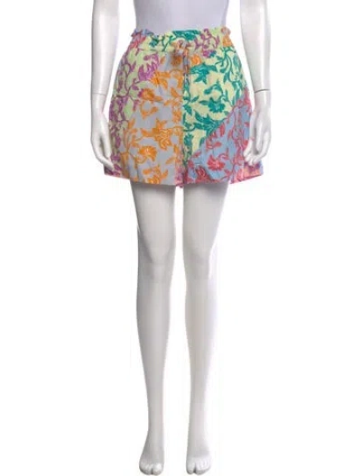 Pre-owned Derek Lam 10 Crosby Floral Print Mini Shorts In Blue