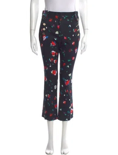 Pre-owned Derek Lam 10 Crosby Floral Print Straight Leg Pants In Blue