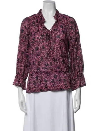 Pre-owned Derek Lam 10 Crosby Floral Print V-neck Blouse In Multi