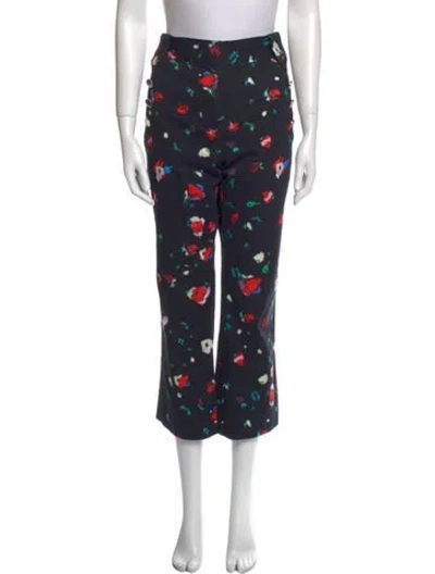 Pre-owned Derek Lam 10 Crosby Floral Print Wide Leg Pants In Black