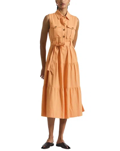 Derek Lam 10 Crosby Florence Sleeveless Linen-blend Shirtdress In Orange