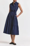Derek Lam 10 Crosby Florence Sleeveless Shirtdress In Blue