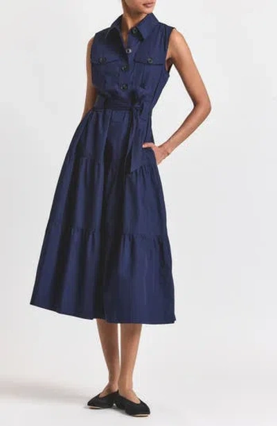 Derek Lam 10 Crosby Florence Sleeveless Shirtdress In Blue