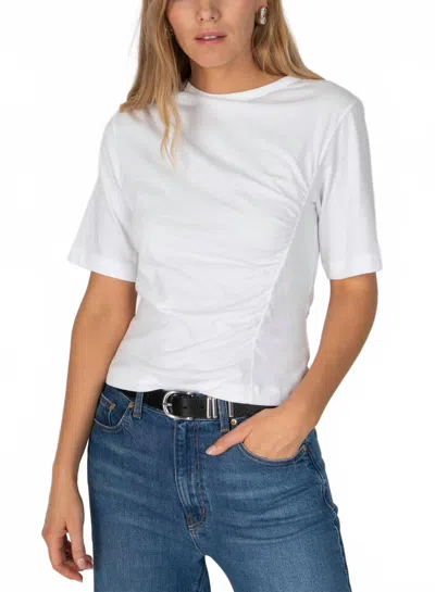 DEREK LAM 10 CROSBY FREDERIC RUCHED SHORT SLEEVE TOP IN BLANC