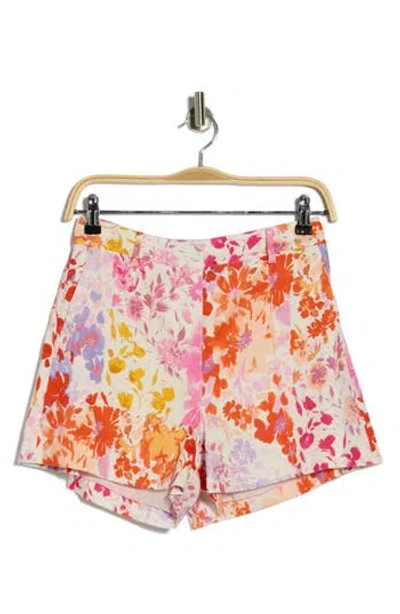 Derek Lam 10 Crosby Freja Floral High Waist Linen Blend Shorts In Multi