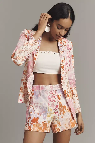 DEREK LAM 10 CROSBY FREJA FLORAL LINEN BLEND SHORTS