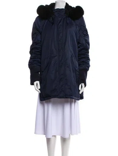 Pre-owned Derek Lam 10 Crosby Fur Coat In Blue